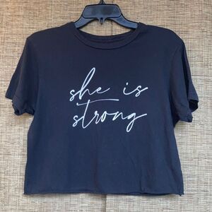 Mike’s flow black cotton cropped tee shirt
